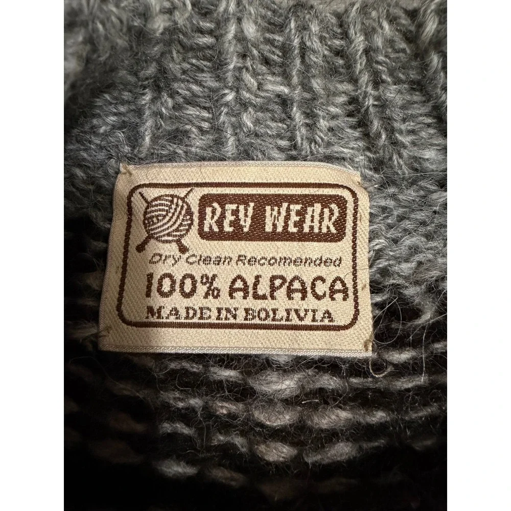 Vintage 90s Rev Wear 100% Alpaca Wool Fair Isle Sweater M Men Brown Blue Bolivia